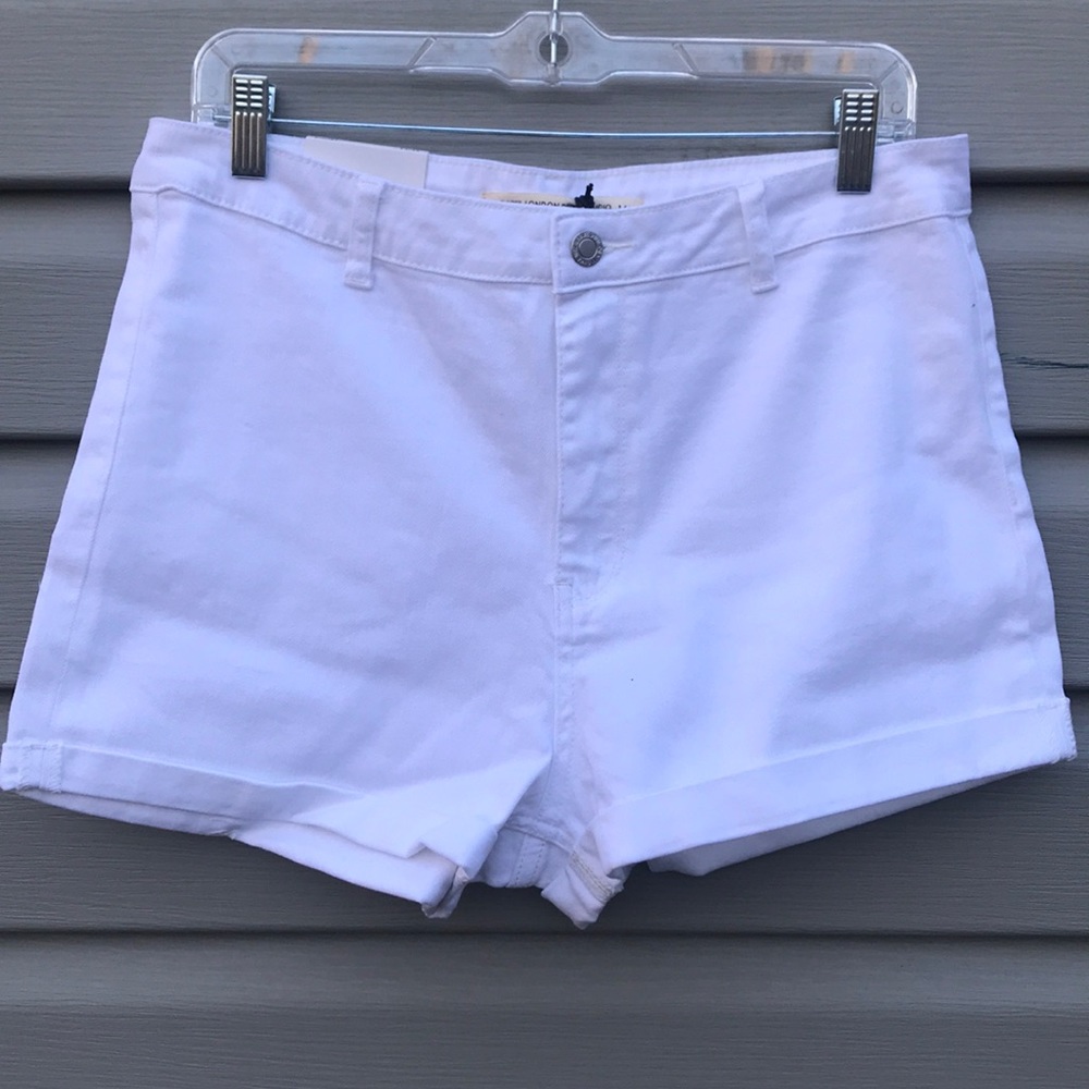 ASOS White High-Rise Cuffed Hem Shorts